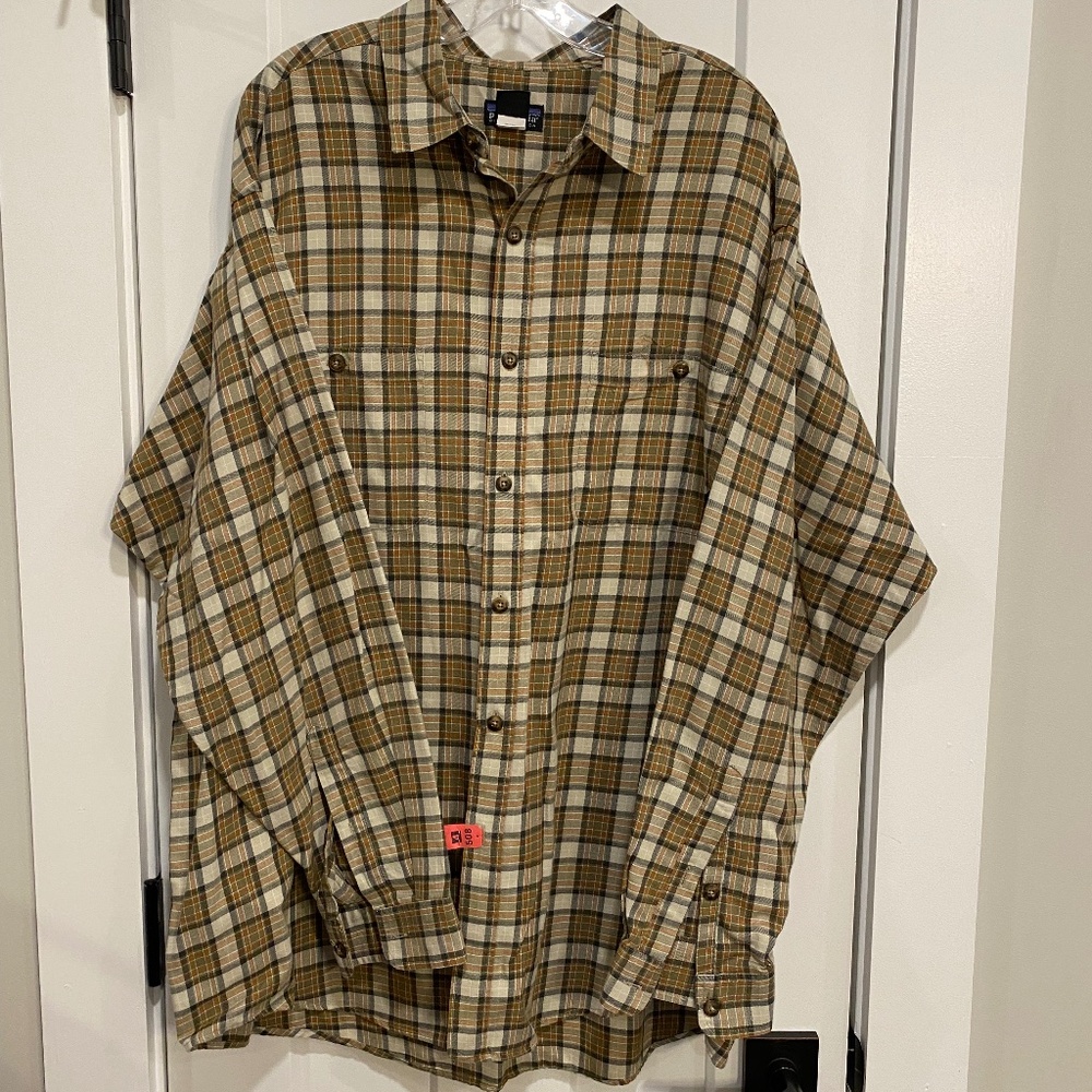 Patagonia Men's Fleece Organic Cotton XL Tan Plaid